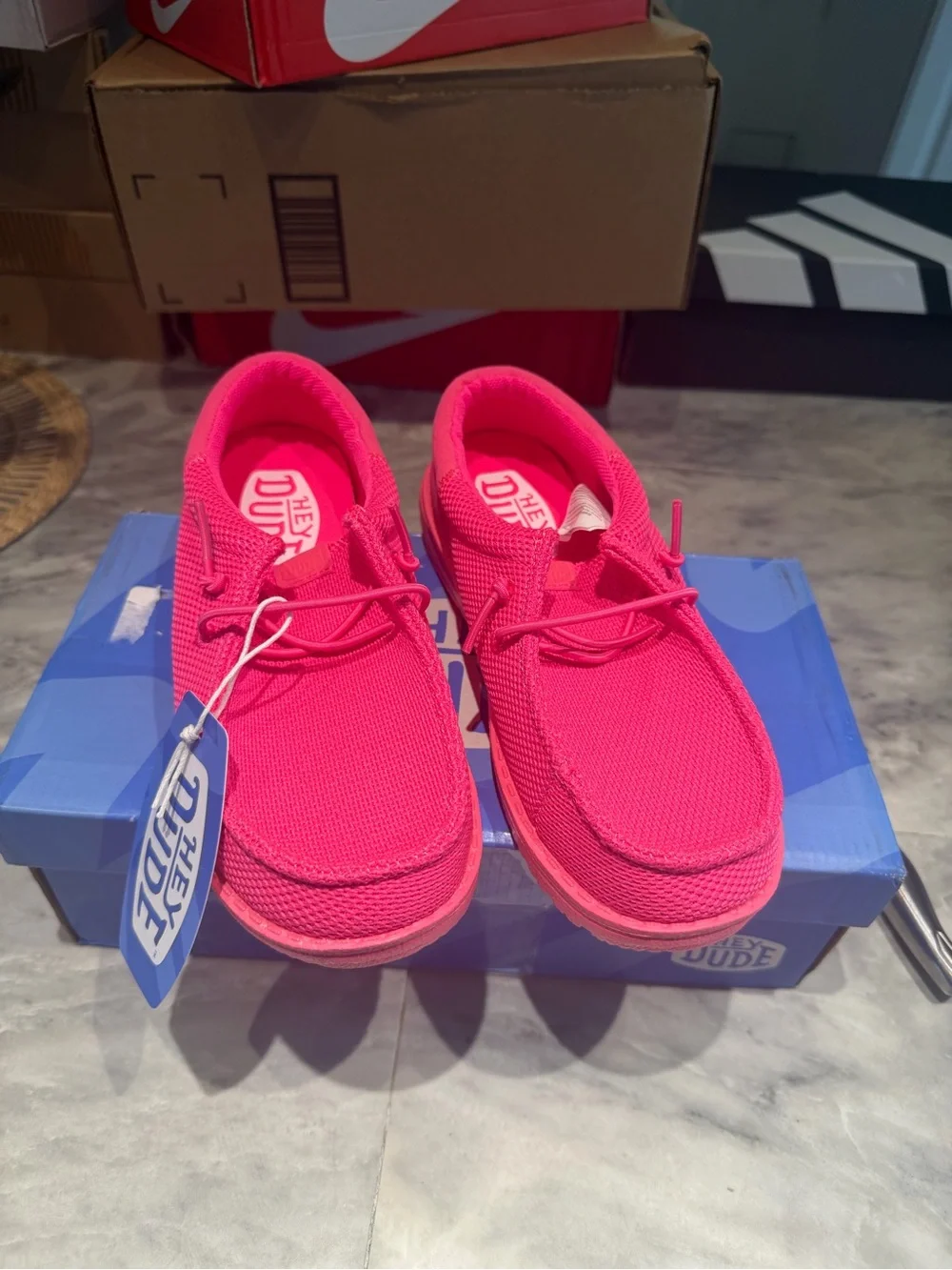 Hey Dude Kids Wally youth funk mono Slip-On Moccasins in Hot Pink
